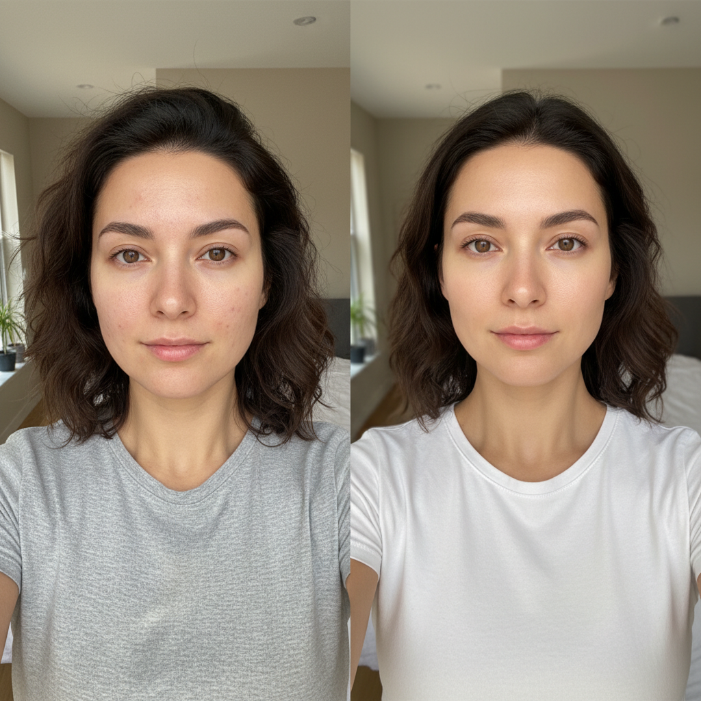 Skin transformation - before and after results showing improved glow